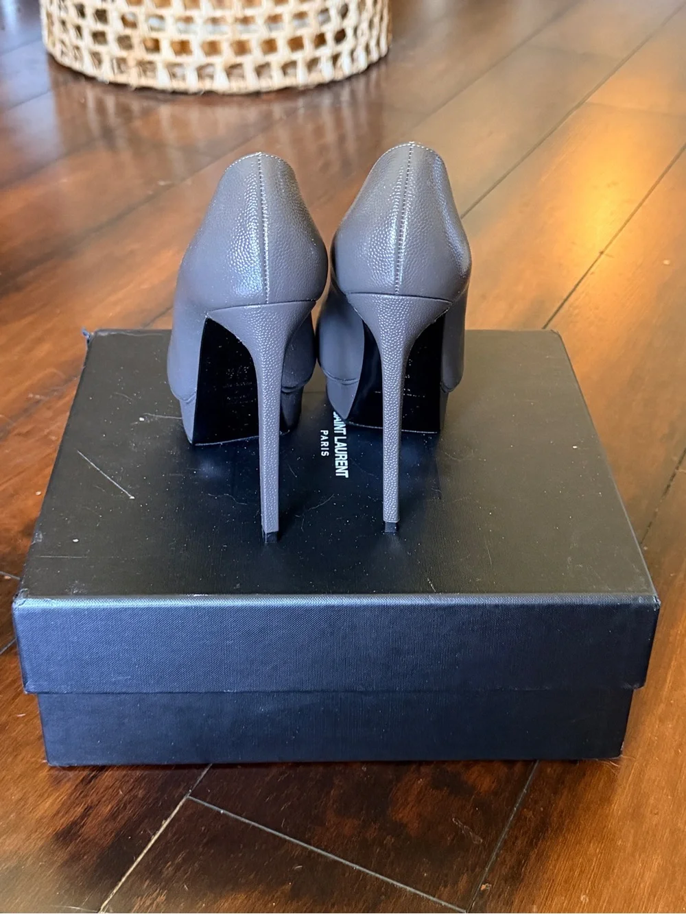 Saint Laurent Dark Brown Pointed Toe Leather Pumps